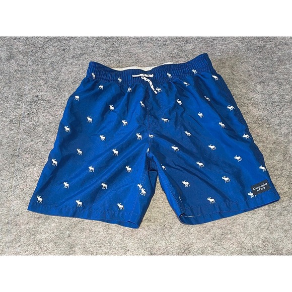 Abercrombie Fitch Shorts/Swimtrunks Child's Size 13/14 Blue Moose pattern - Picture 1 of 13